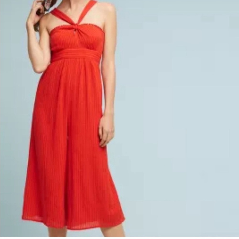Maeve Coral Halter Jumpsuit with wide legs size 14